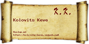 Kolovits Keve névjegykártya